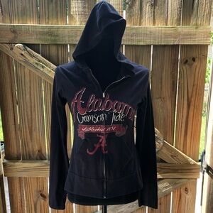 Alabama Crimson Tide Black Cotton Zip Up Hoodie by Soffee